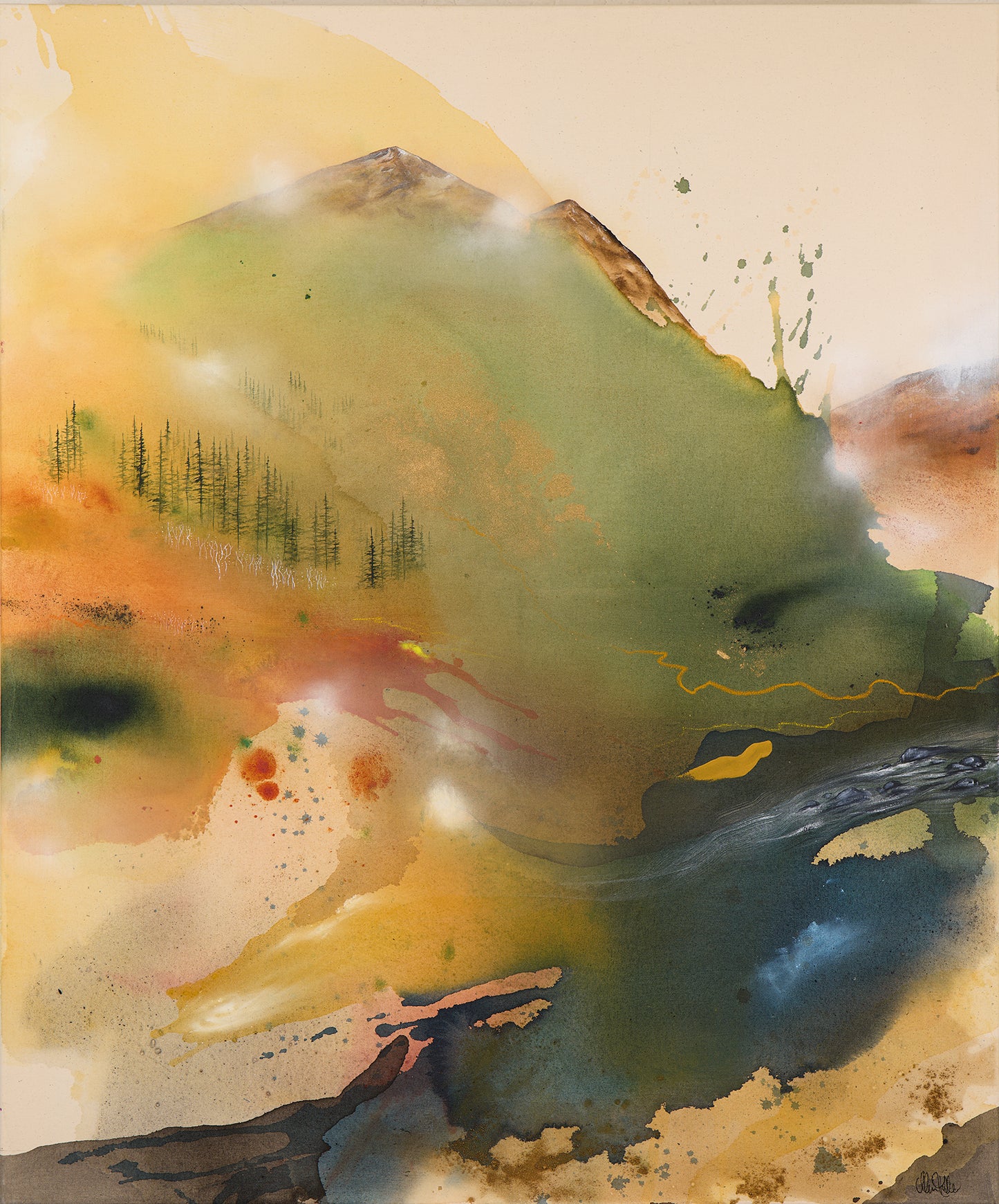 Original painting "At the edge of the mountain"