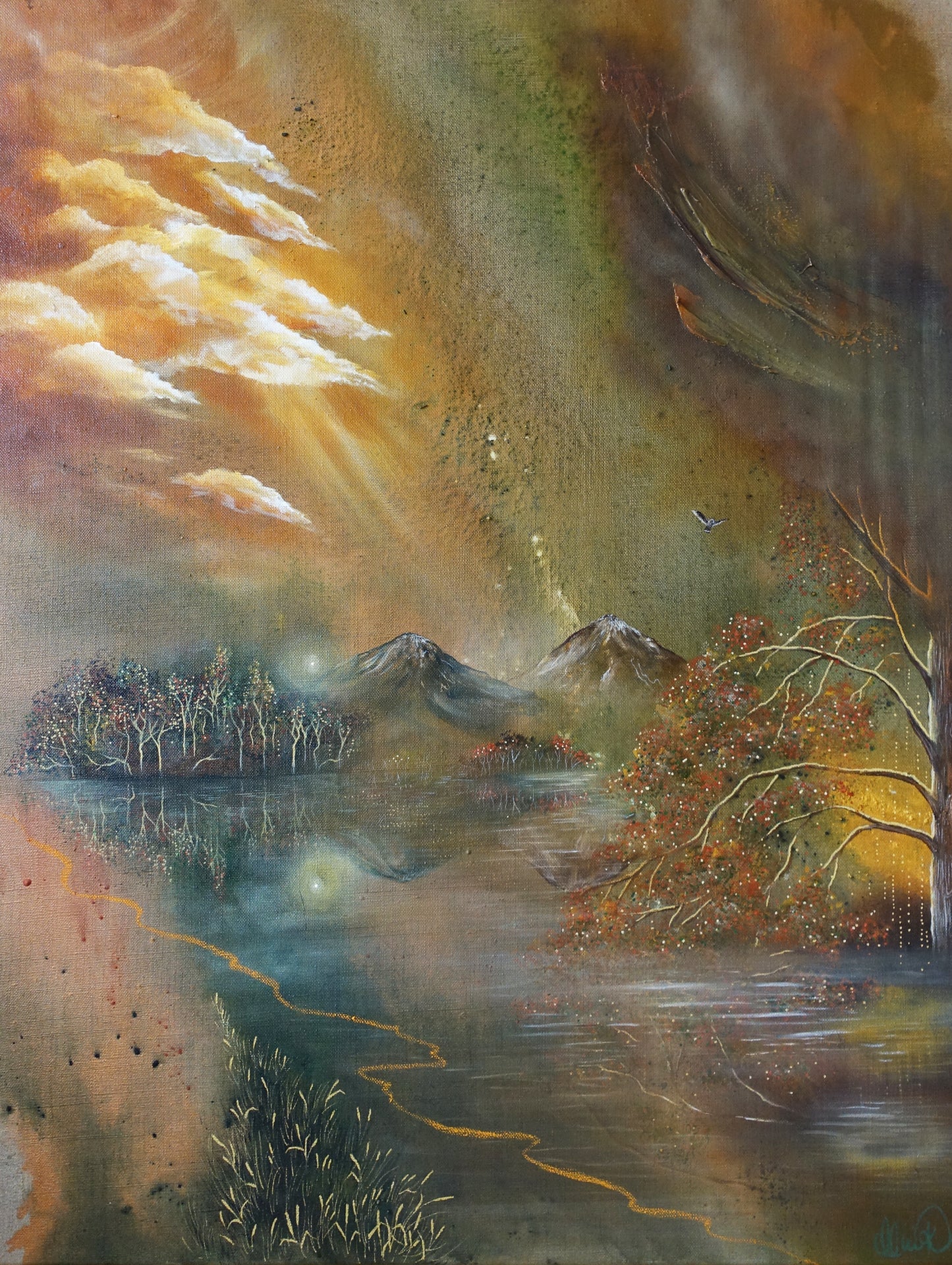 Original painting "The Golden Pond"
